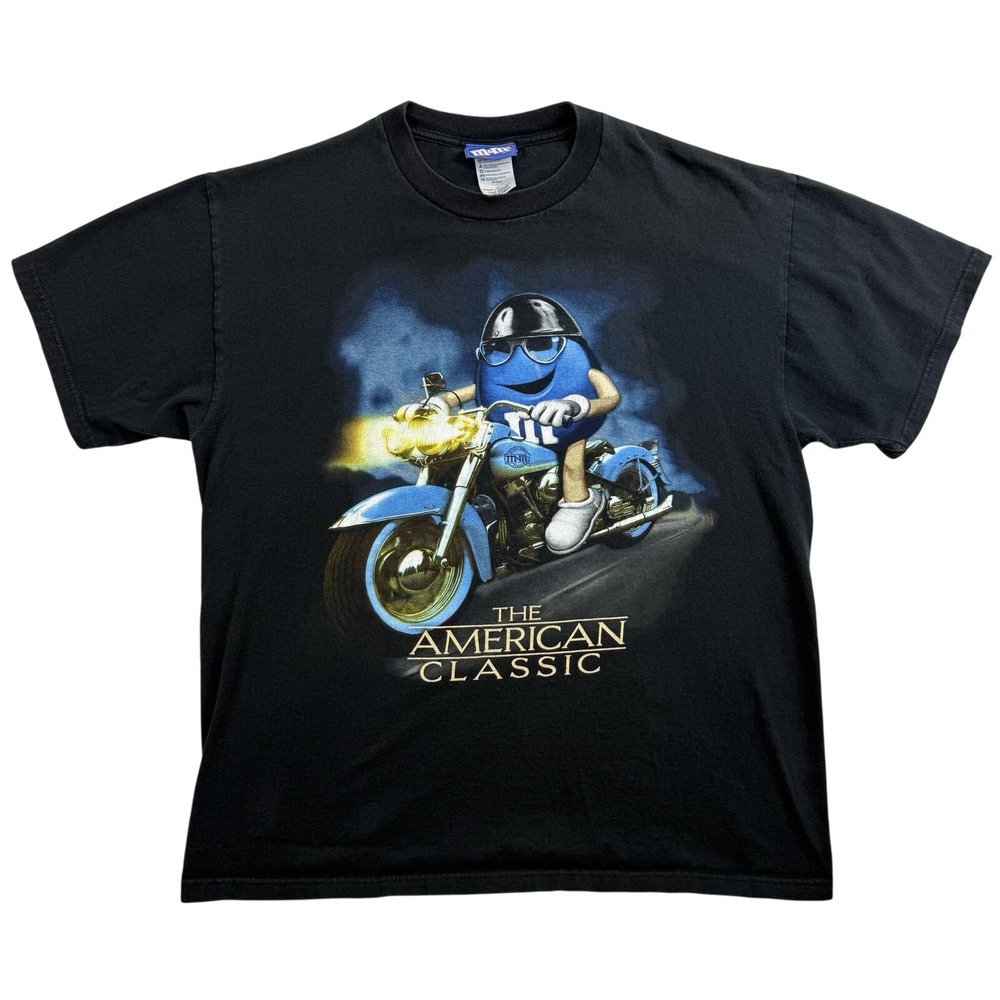Vintage M&M's Shirt Mens Large Black American‎ Classic Motorcycle Tee 90s Candy